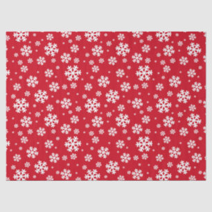 Papel De Seda Padrão Festivo de Flocos de Neve Vermelhos e Branc