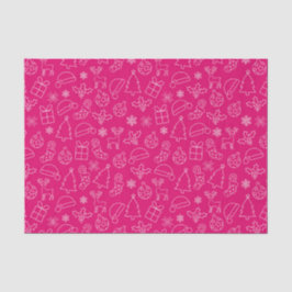 Papel De Seda Padrão Festivo de Natal de Inverno Rosa Quente e B