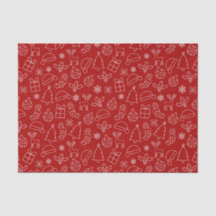 Papel De Seda Padrão Festivo de Natal de Inverno Vermelho e Bran