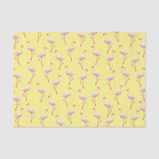 Papel De Seda Padrão Flamingo Amarelo (Frente )