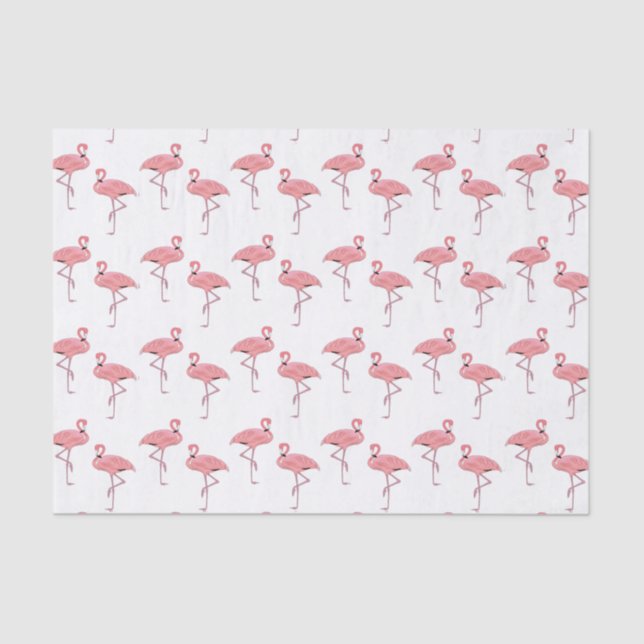 Papel De Seda Padrão Flamingo Rosa Clássico (Frente )