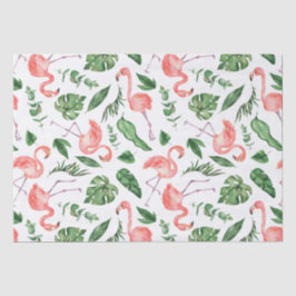 Papel De Seda Padrão Flamingo Rosa Tropical v2