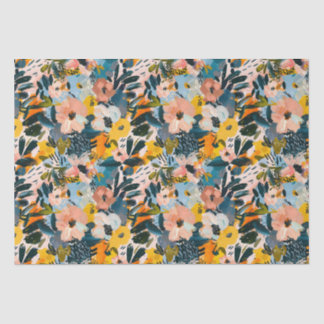 Papel De Seda Padrão Floral Abstrato na moda cor-de-rosa e azul