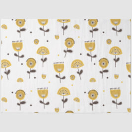 Papel De Seda Padrão Floral Amarelo do meio século