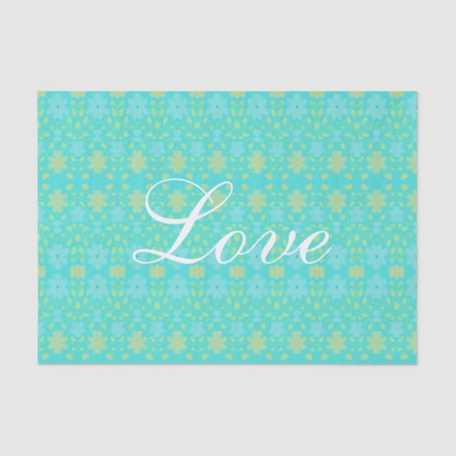 Papel De Seda Padrão Floral Amarelo E Azul (Frente )