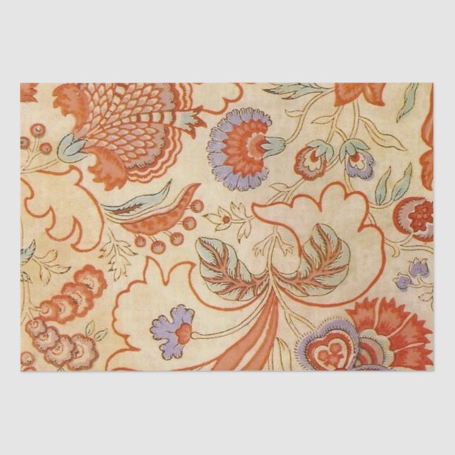 Papel De Seda Padrão Floral Antiquado Chintz Paisley (Frente )