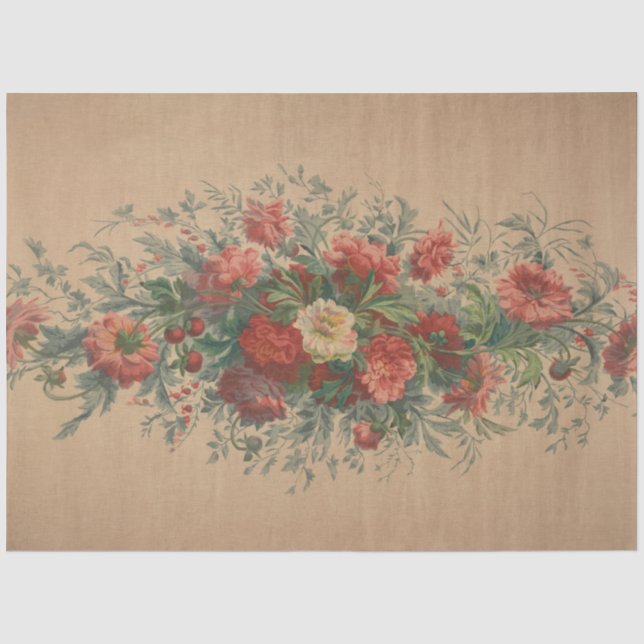 Papel De Seda Padrão Floral Antiquado do Século 19 Clássico (Frente )