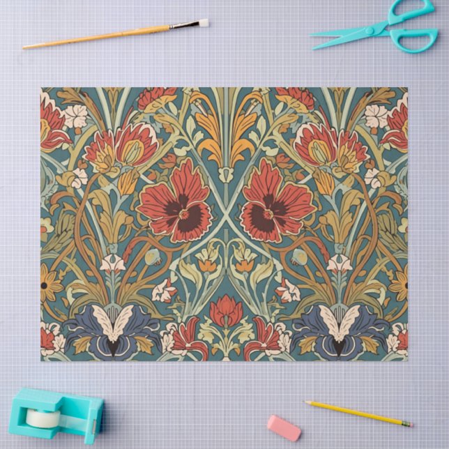 Papel De Seda Padrão Floral Art Nouveau de William Morris Compto (Arte )