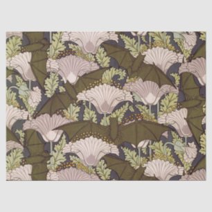 Papel De Seda Padrão Floral Art Nouveau Vintage com Morcego e Pa