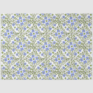 Papel De Seda Padrão Floral Azul Blooms Ditsy