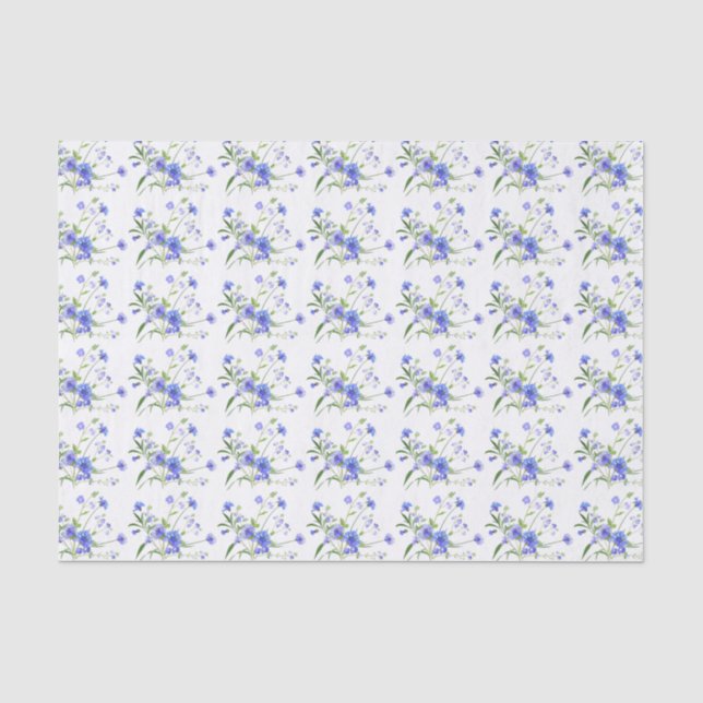 Papel De Seda Padrão Floral Azul Bonito (Frente )