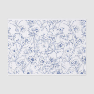 Papel De Seda Padrão Floral Azul Elegance do Eterno Vintage