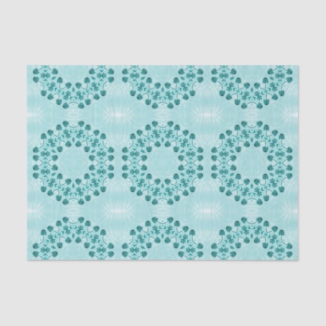 Papel De Seda Padrão Floral, Azul Teal (Frente )