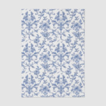 Padrão Floral Azul Toile de Jouy Francês Country