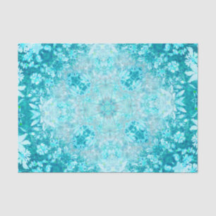 Papel De Seda Padrão Floral Azul Turquesa