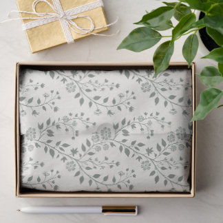 Papel De Seda Padrão Floral Boho Minimalista Creme Salvia Elegan