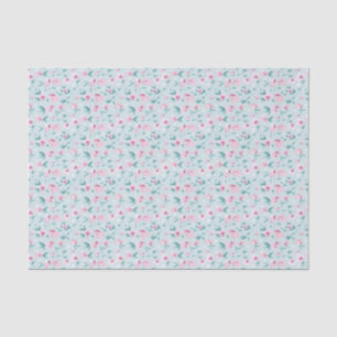 Papel De Seda Padrão Floral bonito Cor de Água Rosa Ditsy