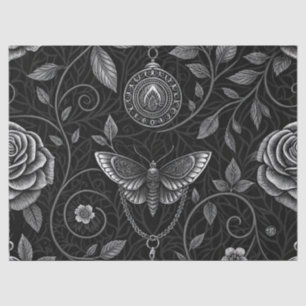 Papel De Seda Padrão Floral Borboleta Gótica (3)