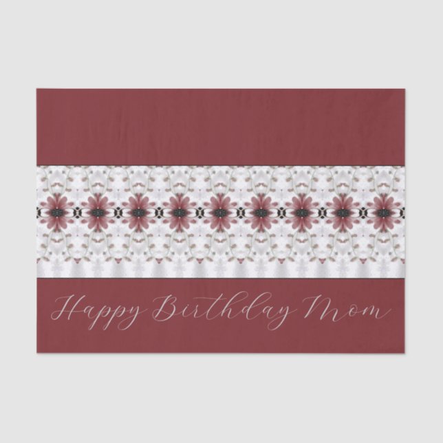 Papel De Seda Padrão Floral Burgundy (Frente )