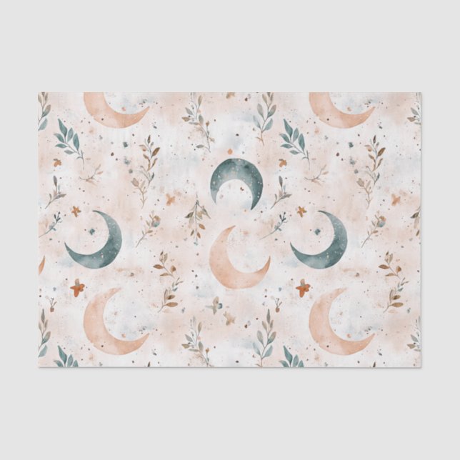 Papel De Seda Padrão Floral Celestial (6) (Frente )