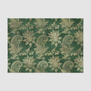 Papel De Seda Padrão Floral Celtic Green Dourado Paisley