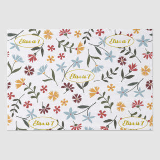 Papel De Seda Padrão Floral Colorido de Aquarela