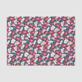 Papel De Seda Padrão Floral Colorido Rosa Vermelho Branco Divert