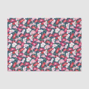 Papel De Seda Padrão Floral Colorido Rosa Vermelho Branco Divert