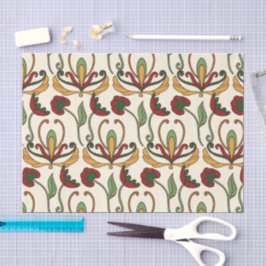 Papel De Seda Padrão floral contínuo com vermelho e amarelo