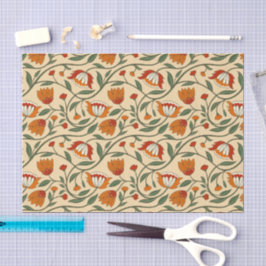 Papel De Seda Padrão floral contínuo em fundo bege