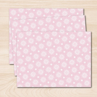 Papel De Seda Padrão Floral Cor-De-Rosa E Branco