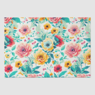 Papel De Seda Padrão Floral Corajoso