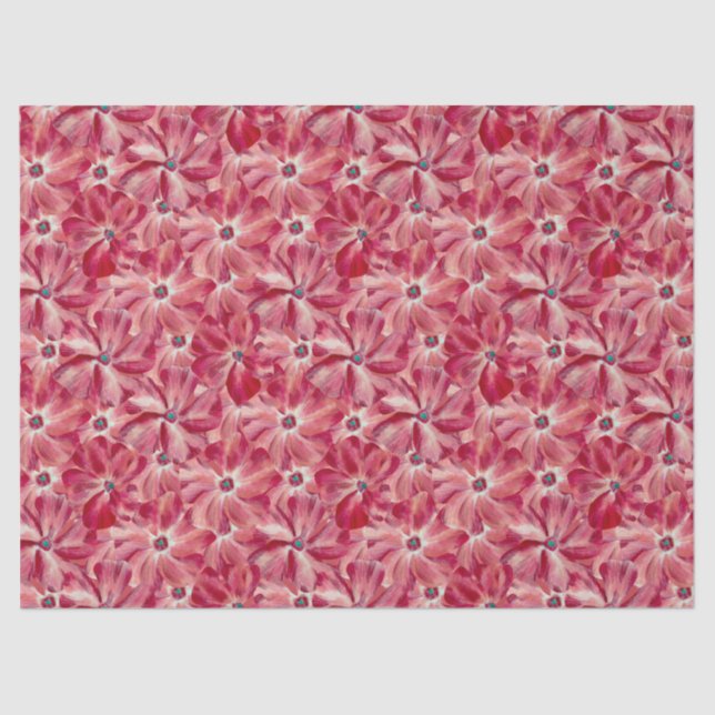 Papel De Seda Padrão Floral de Aquarela Vermelha Moderna (Frente )