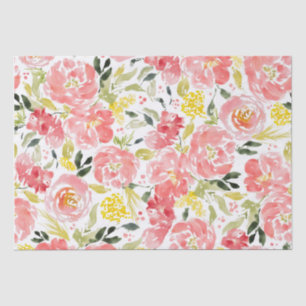 Papel De Seda Padrão floral de aquarela vibrante