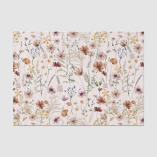 Papel De Seda Padrão Floral de Boho de Watercolor
