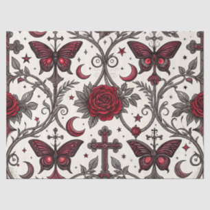 Papel De Seda Padrão Floral de Borboleta Gótica (1)