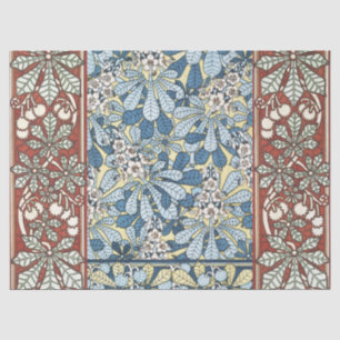 Papel De Seda Padrão Floral de Castanheira Art Nouveau Vintage