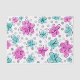 Papel De Seda Padrão Floral de Cor de Água Girada Bonita