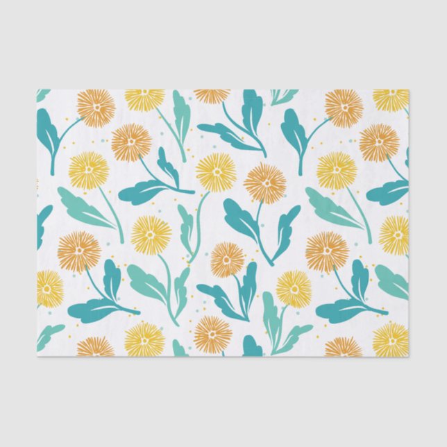Papel De Seda Padrão Floral de Dandelion Amarelo - Inspirado na  (Frente )