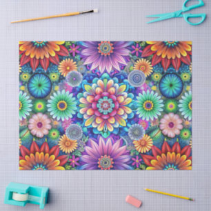 Papel De Seda Padrão Floral de Decoupage com Vibrações Retro Cap