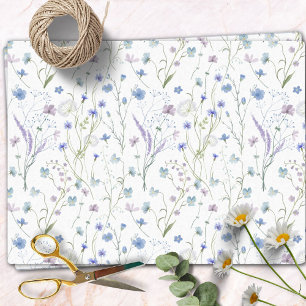 Papel De Seda Padrão Floral de Flor Bonito Roxo Azul