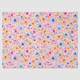 Papel De Seda Padrão Floral de Flores Silvestres Coloridas em Aq