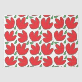 Papel De Seda Padrão Floral de Flores Vermelhas