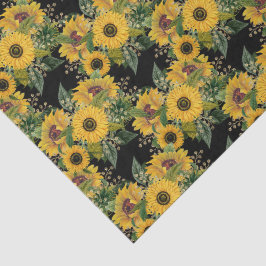 Papel De Seda Padrão Floral de Girassóis da Casa Amarela