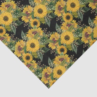 Papel De Seda Padrão Floral de Girassóis da Casa Amarela