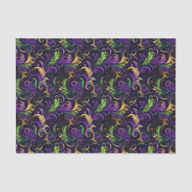 Papel De Seda Padrão floral de Mardi Gras (Frente )