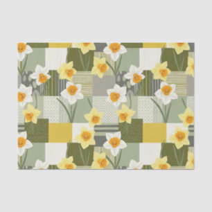 Papel De Seda Padrão Floral de Narciso de Meados do Século
