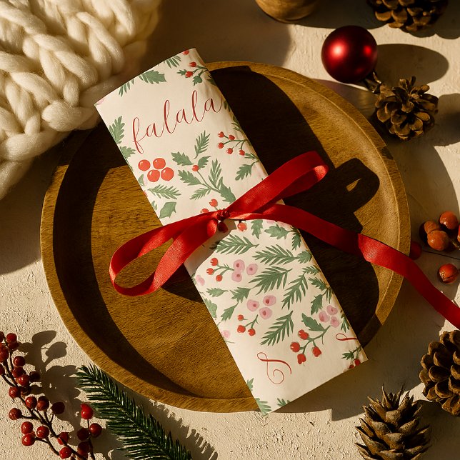 Papel De Seda Padrão Floral de Natal Vermelho e Verde Moderno Fa (Criador carregado)