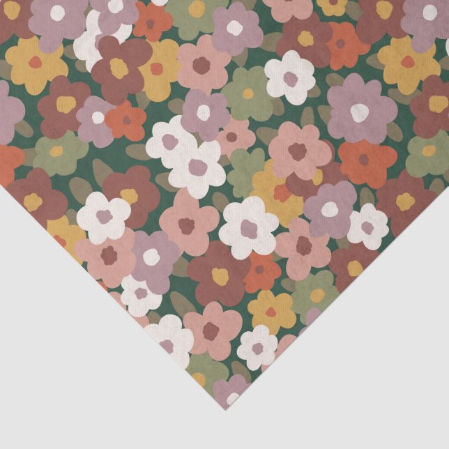Papel De Seda Padrão Floral de Outono  (Detalhes)
