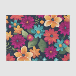 Papel De Seda Padrão Floral de Primavera vibrante